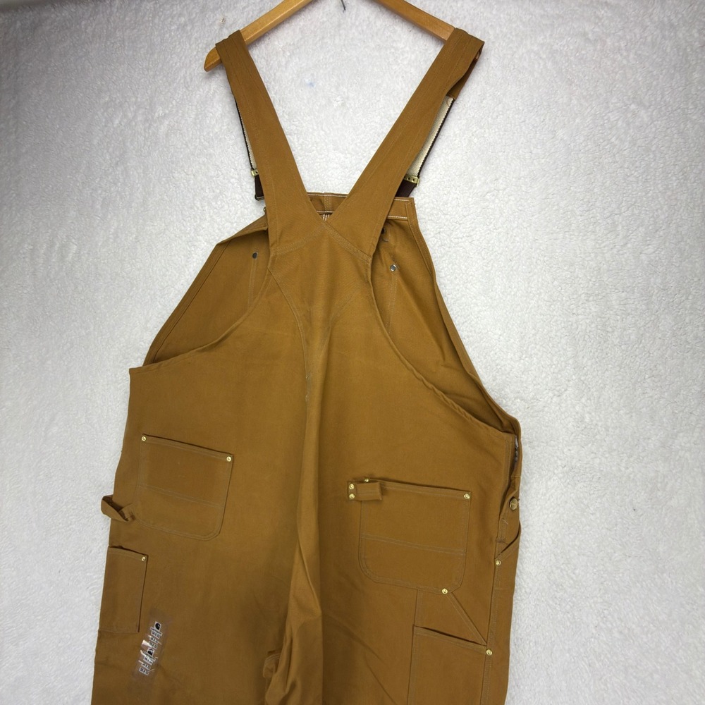 Carhartt Duck Bib Canvas Overalls Mens 56x32 R01 BRN Brown Workwear NWT NOS - Picture 5 of 13